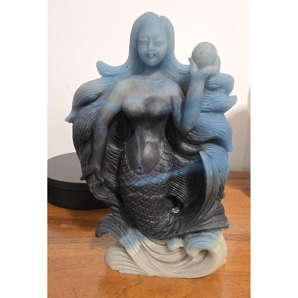 Trolleite Carved Mermaid Statue, Mediation, Third Eye Chakra